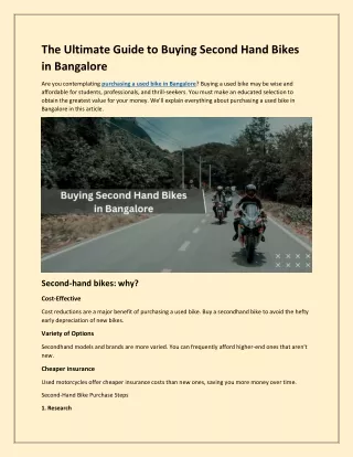 The Ultimate Guide to Buying Second Hand Bikes in Bangalore