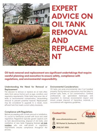 Expert Advice on Oil Tank Removal and Replacement