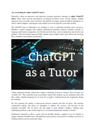 Are you looking for online ChatGPT tutors?