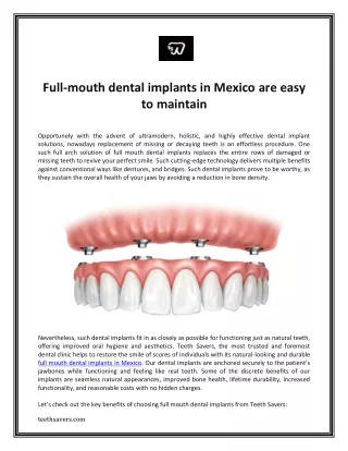 Full-mouth dental implants in Mexico are easy to maintain