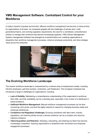 VMS Management Software Centralized Control for your Workforce