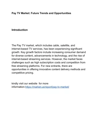 Pay TV Market: Global Insights and Regional Trends