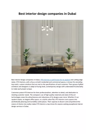 Best interior design companies in Dubai