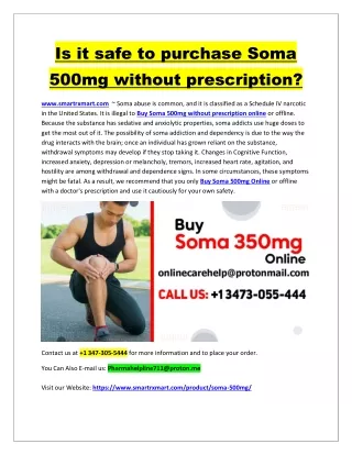 Is it safe to purchase Soma 500mg without prescription?