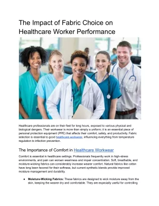 The Impact of Fabric Choice on Healthcare Worker Performance