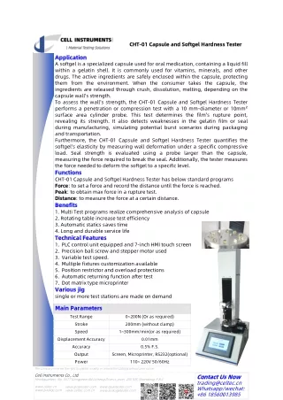 CHT-01 Capsule and Softgel Hardness Tester