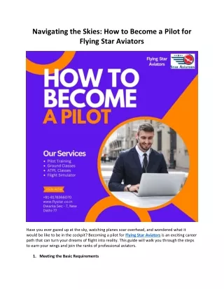 Navigating the Skies How to Become a Pilot for Flying Star Aviators