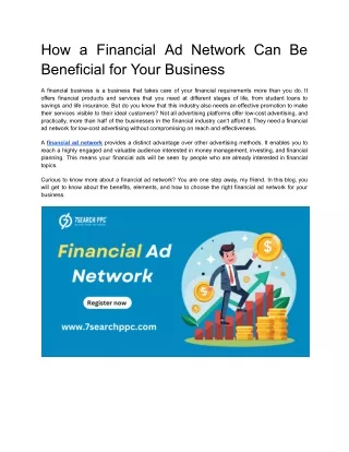 How a Financial Ad Network Can Be Beneficial for Your Business