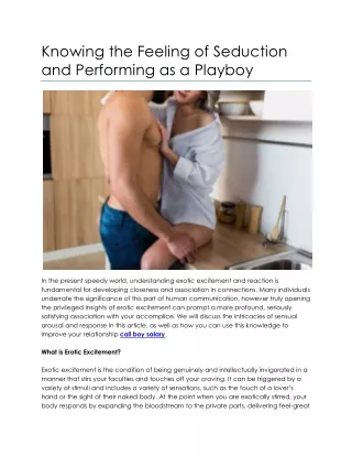 Knowing the Feeling of Seduction and Performing as a Playboy