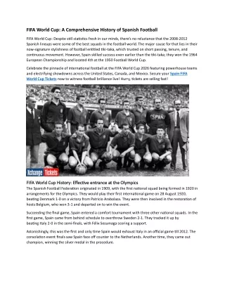 Spain FIFA World Cup A Comprehensive History of Spanish Football