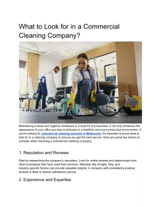 What to Look for in a Commercial Cleaning Company_
