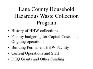 Lane County Household Hazardous Waste Collection Program