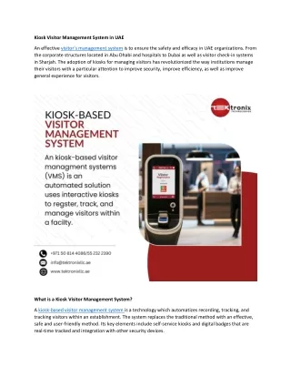 Kiosk Visitor Management System in UAE