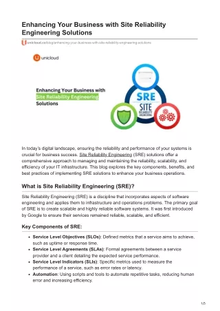 Enhancing Your Business with Site Reliability Engineering Solutions