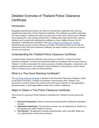 Detailed Overview of Thailand Police Clearance Certificate with UK-Based Assistance