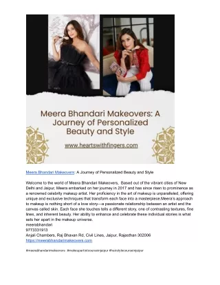 Meera Bhandari Makeovers: A Journey of Personalized Beauty and Style