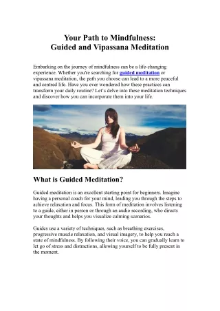 Your Path to Mindfulness Guided and Vipassana Meditation