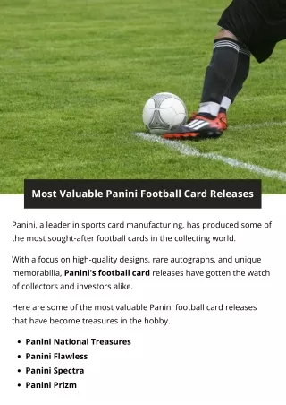 Most Valuable Panini Football Card Releases