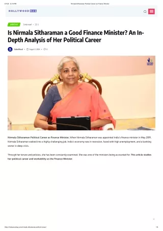 Nirmala Sitharaman Political Career as Finance Minister