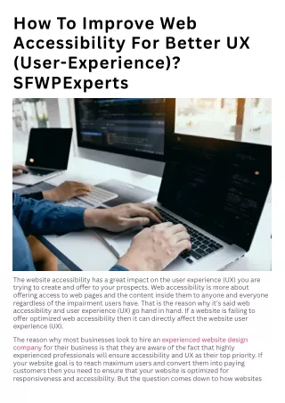 How To Improve Web Accessibility For Better UX (User-Experience) | SFWPExperts