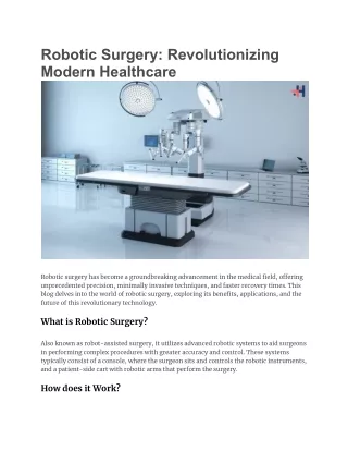 Robotic Surgery_ Revolutionizing Modern Healthcare