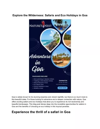 Explore the Wilderness_ Safaris and Eco Holidays in Goa