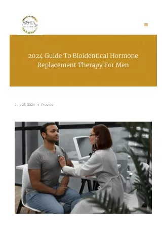 Your Health with Bioidentical Hormone Replacement Therapy (BHRT) for Men at SOTA