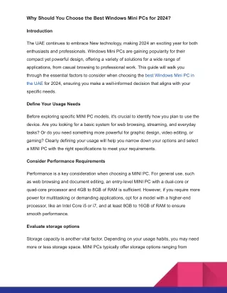 Why Should You Choose the Best Windows Mini PCs for 2024_