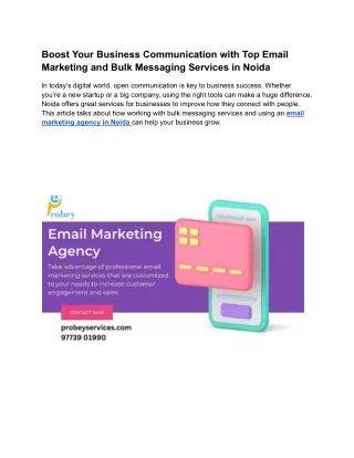 Boost Your Business Communication with Top Email Marketing and Bulk Messaging Services in Noida