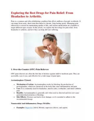 Exploring the Best Drugs for Pain Relief