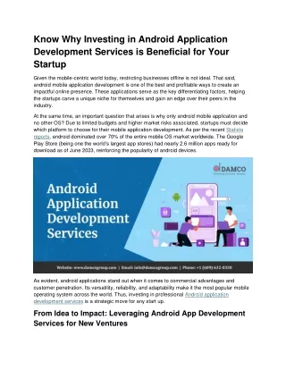 Know Why Investing in Android App Development is Beneficial for Your Startup