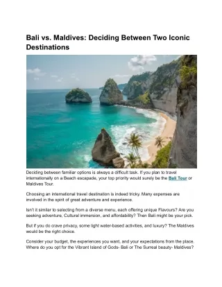 Deciding Between Bali V/S Maldives: A Travel Dilemma