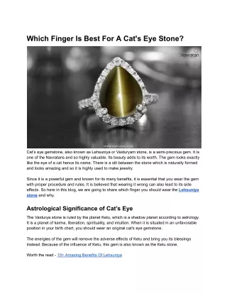 Which Finger Is Best For A Cat's Eye Stone