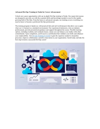 Advanced DevOps Training in Noida for Career Advancement