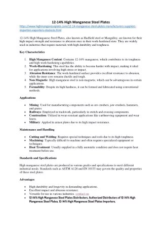 12-14% High Manganese Steel Plates Exporters In India