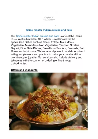 Enjoy 15% Off at Spice Master Indian Cuisine and Cafe – Order Now!