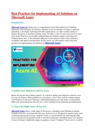 Microsoft Azure AI-102 Online Training Institute in Hyderabad
