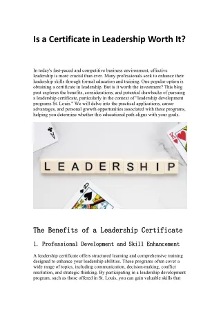 Is a Certificate in Leadership Worth It