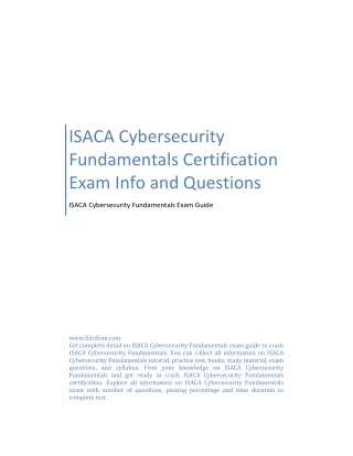 ISACA Cybersecurity Fundamentals Certification Exam Info and Questions