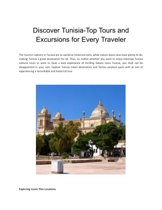 Discover Tunisia-Top Tours and Excursions for Every Traveler