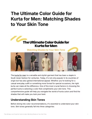 The Ultimate Color Guide for Kurta for Men Matching Shades to Your Skin Tone