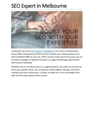 SEO Expert in Melbourne