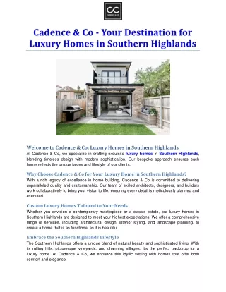 Cadence & Co - Your Destination for Luxury Homes in Southern Highlands