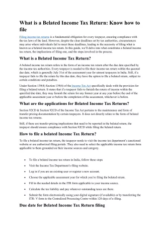 What is a Belated Income Tax Return