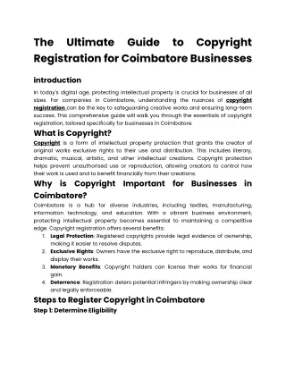 The Ultimate Guide to Copyright Registration for Coimbatore Businesses