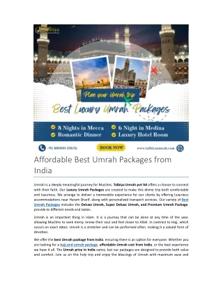 Affordable Best Umrah Packages from India