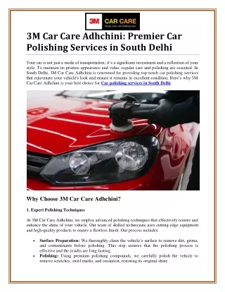 Premium Car Polishing Services in South Delhi for a Gleaming Finish