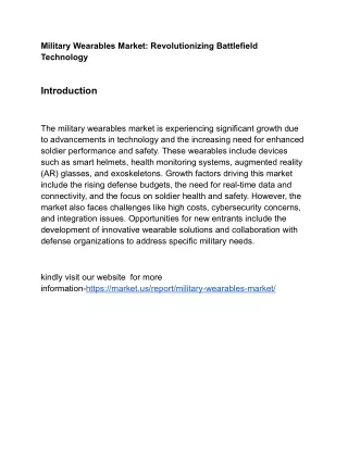 Military Wearables Market: High-Tech Armor for High-Stakes Missions
