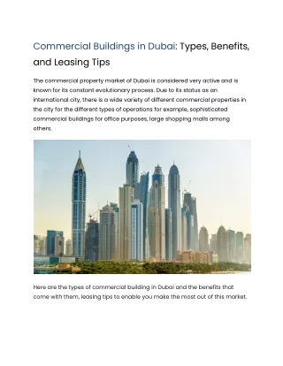 Commercial Buildings in Dubai: Types, Benefits, and Leasing Tips
