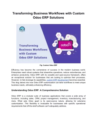 Transforming Business Workflows with Custom Odoo ERP Solutions